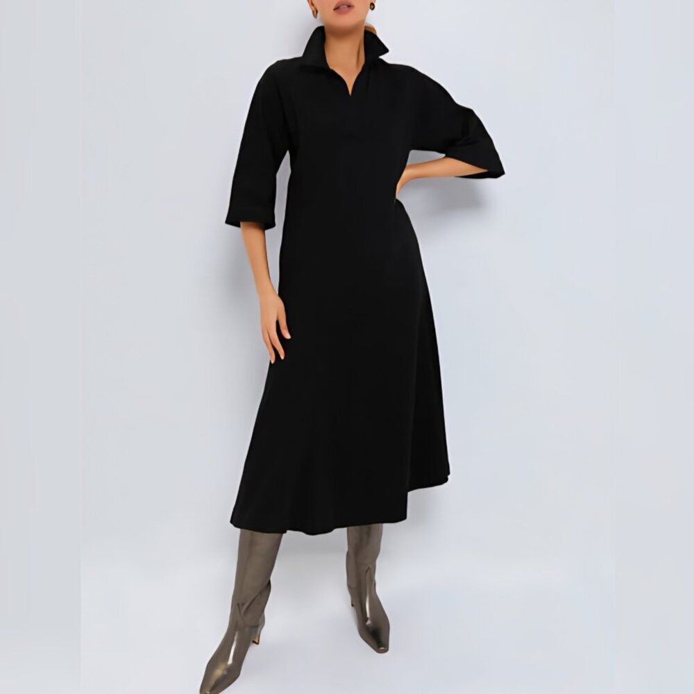 Nwt Tuckernuck - M - Black Elliot Midi Dress 100% Cotton